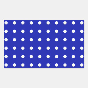 vit polka dots på blå rektangulärt klistermärke