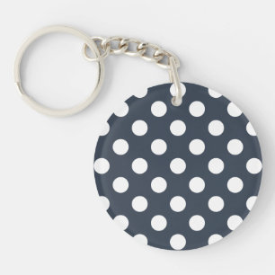 Vit polka dots på blått grått