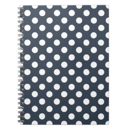 Vit polka dots på blått grått anteckningsbok