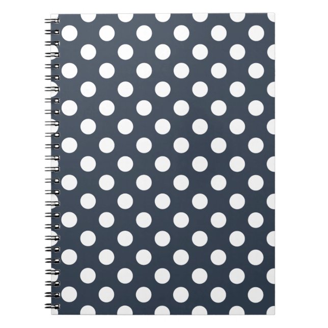 Vit polka dots på blått grått anteckningsbok (Framsidan)