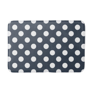 Vit polka dots på blått grått badrumsmatta