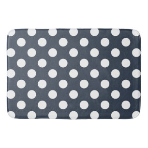 Vit polka dots på blått grått badrumsmatta