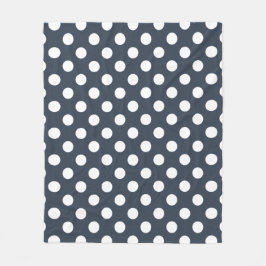 Vit polka dots på blått grått fleecefilt
