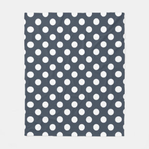 Vit polka dots på blått grått fleecefilt