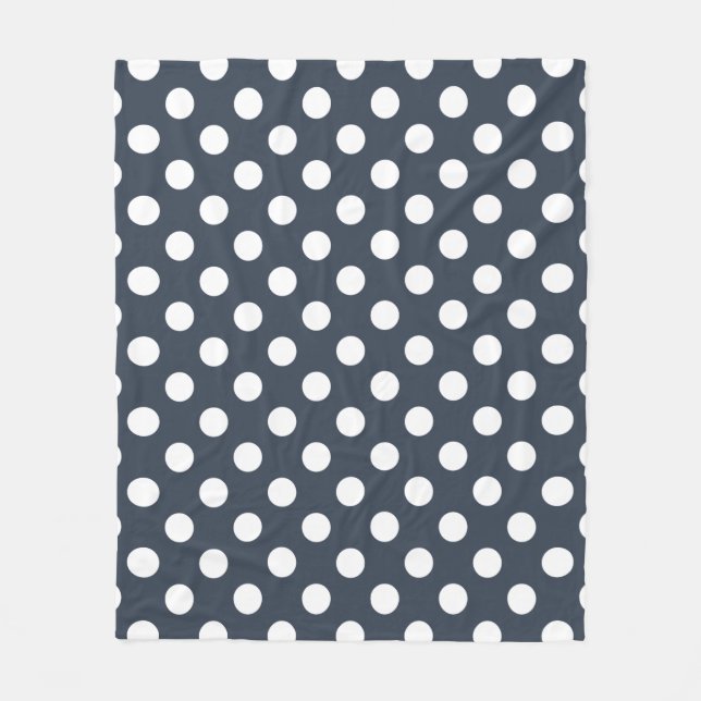Vit polka dots på blått grått fleecefilt (Framsidan)