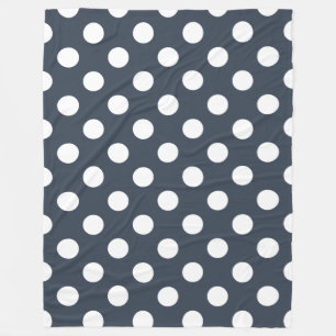 Vit polka dots på blått grått fleecefilt