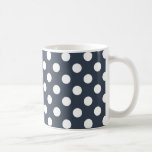 Vit polka dots på blått grått kaffemugg<br><div class="desc">Vit polka dots på blått grått</div>