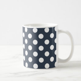 Vit polka dots på blått grått kaffemugg