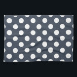 Vit polka dots på blått grått kökshandduk<br><div class="desc">Vit polka dots på blått grått</div>