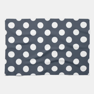 Vit polka dots på blått grått kökshandduk