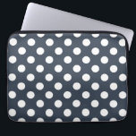 Vit polka dots på blått grått laptop fodral<br><div class="desc">Vit polka dots på blått grått</div>