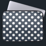 Vit polka dots på blått grått laptop fodral<br><div class="desc">Vit polka dots på blått grått</div>