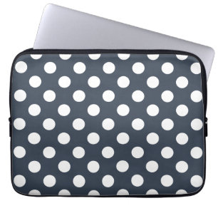 Vit polka dots på blått grått laptop fodral