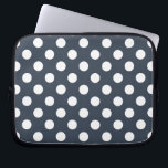 Vit polka dots på blått grått laptop sleeve<br><div class="desc">Vit polka dots på blått grått</div>