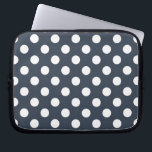 Vit polka dots på blått grått laptop sleeve<br><div class="desc">Vit polka dots på blått grått</div>