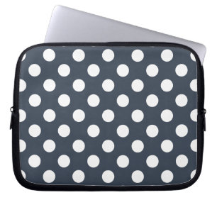 Vit polka dots på blått grått laptop sleeve