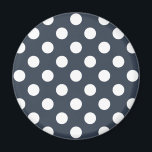Vit polka dots på blått grått magnet<br><div class="desc">Vit polka dots på blått grått</div>