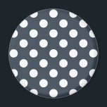Vit polka dots på blått grått magnet<br><div class="desc">Vit polka dots på blått grått</div>
