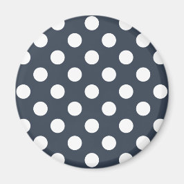 Vit polka dots på blått grått magnet