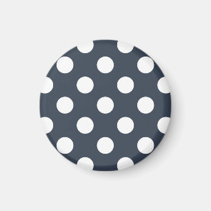 Vit polka dots på blått grått magnet