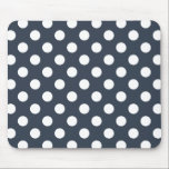 Vit polka dots på blått grått musmatta<br><div class="desc">Vit polka dots på blått grått</div>