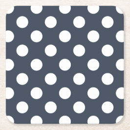 Vit polka dots på blått grått underlägg papper kvadrat