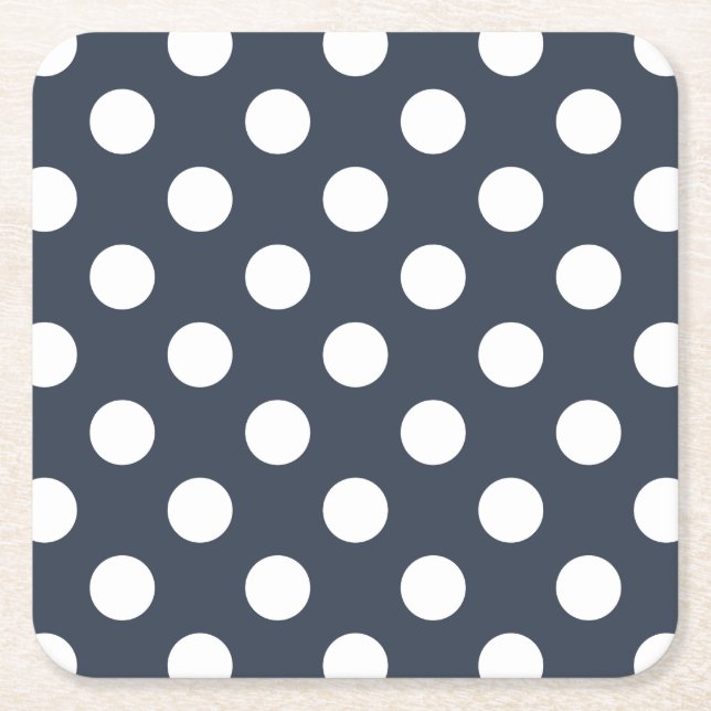 Vit polka dots på blått grått underlägg papper kvadrat (Framsidan)