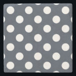 Vit polka dots på blått grått underlägg sten<br><div class="desc">Vit polka dots på blått grått</div>