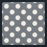 Vit polka dots på blått grått underlägg sten<br><div class="desc">Vit polka dots på blått grått</div>