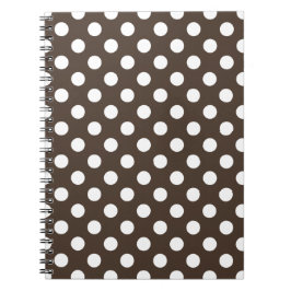 Vit polka dots på brunt anteckningsbok med spiral
