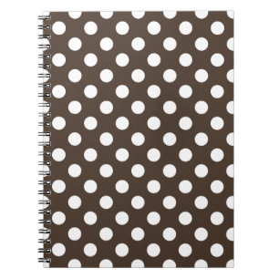 Vit polka dots på brunt anteckningsbok med spiral