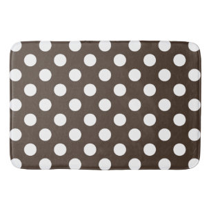 Vit polka dots på brunt badrumsmatta