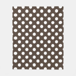 Vit polka dots på brunt fleecefilt