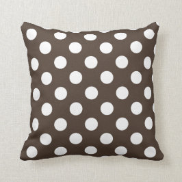 Vit polka dots på brunt kudde