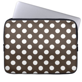Vit polka dots på brunt laptop sleeve