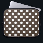 Vit polka dots på brunt laptop sleeve<br><div class="desc">Vit polka dots på brunt</div>