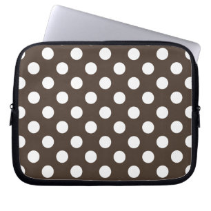 Vit polka dots på brunt laptop sleeve