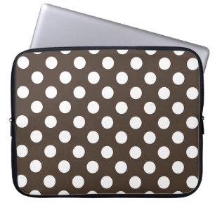 Vit polka dots på brunt laptop sleeve