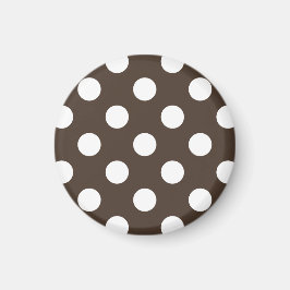 Vit polka dots på brunt magnet