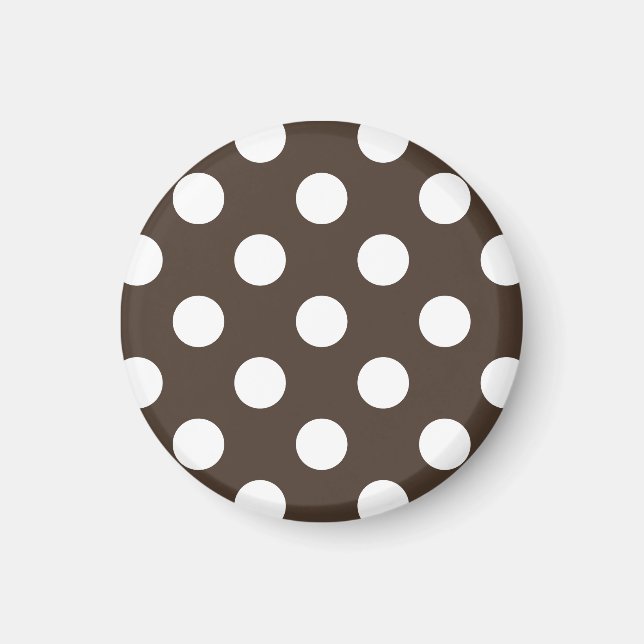 Vit polka dots på brunt magnet (Framsidan)