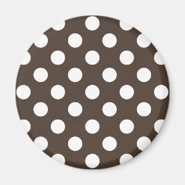 Vit polka dots på brunt magnet