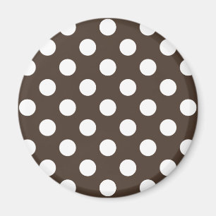Vit polka dots på brunt magnet