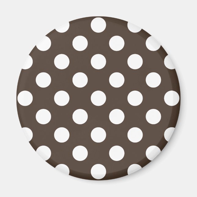 Vit polka dots på brunt magnet (Framsidan)