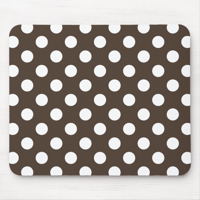 Vit polka dots på brunt musmatta (Framsidan)