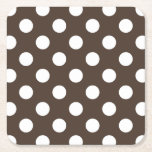 Vit polka dots på brunt underlägg papper kvadrat<br><div class="desc">Vit polka dots på brunt</div>