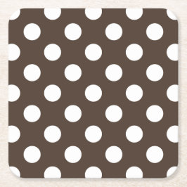 Vit polka dots på brunt underlägg papper kvadrat