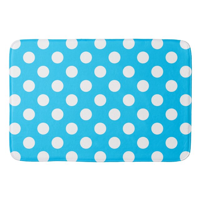 Vit polka dots på elblått badrumsmatta (Framsidan)