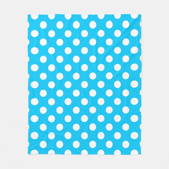 Vit polka dots på elblått fleecefilt (Framsidan)