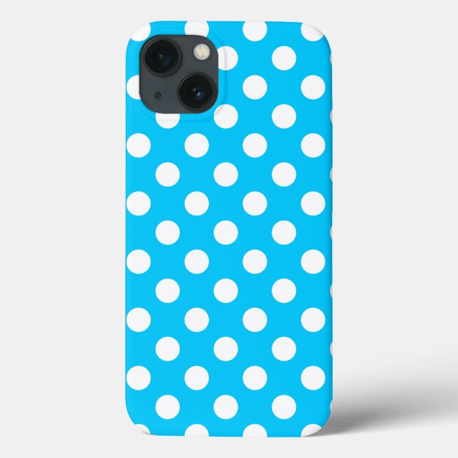 Vit polka dots på elblått Fodral-Mate iPhone (Baksida)
