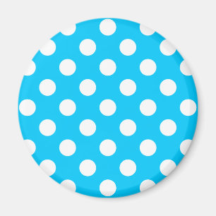 Vit polka dots på elblått magnet